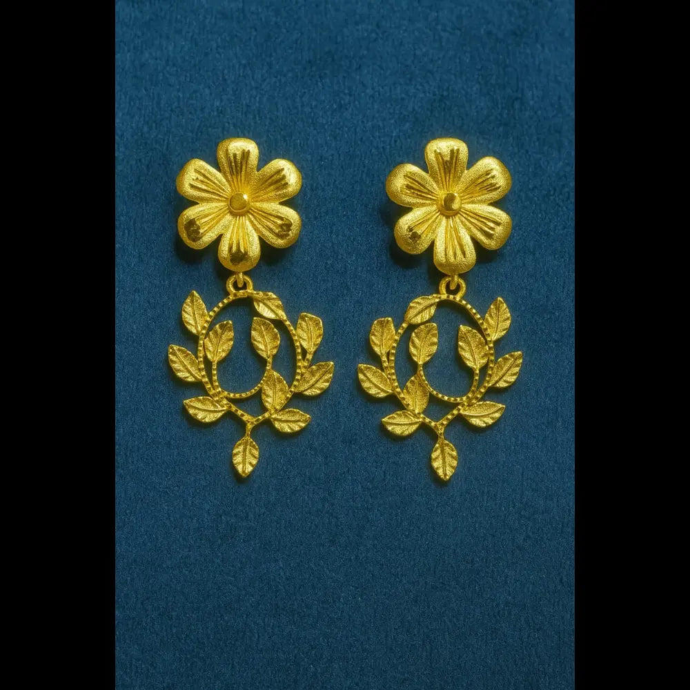 Handmade Floral Design Gold-Plated Necklace & Earrings Set – Real Gold Look