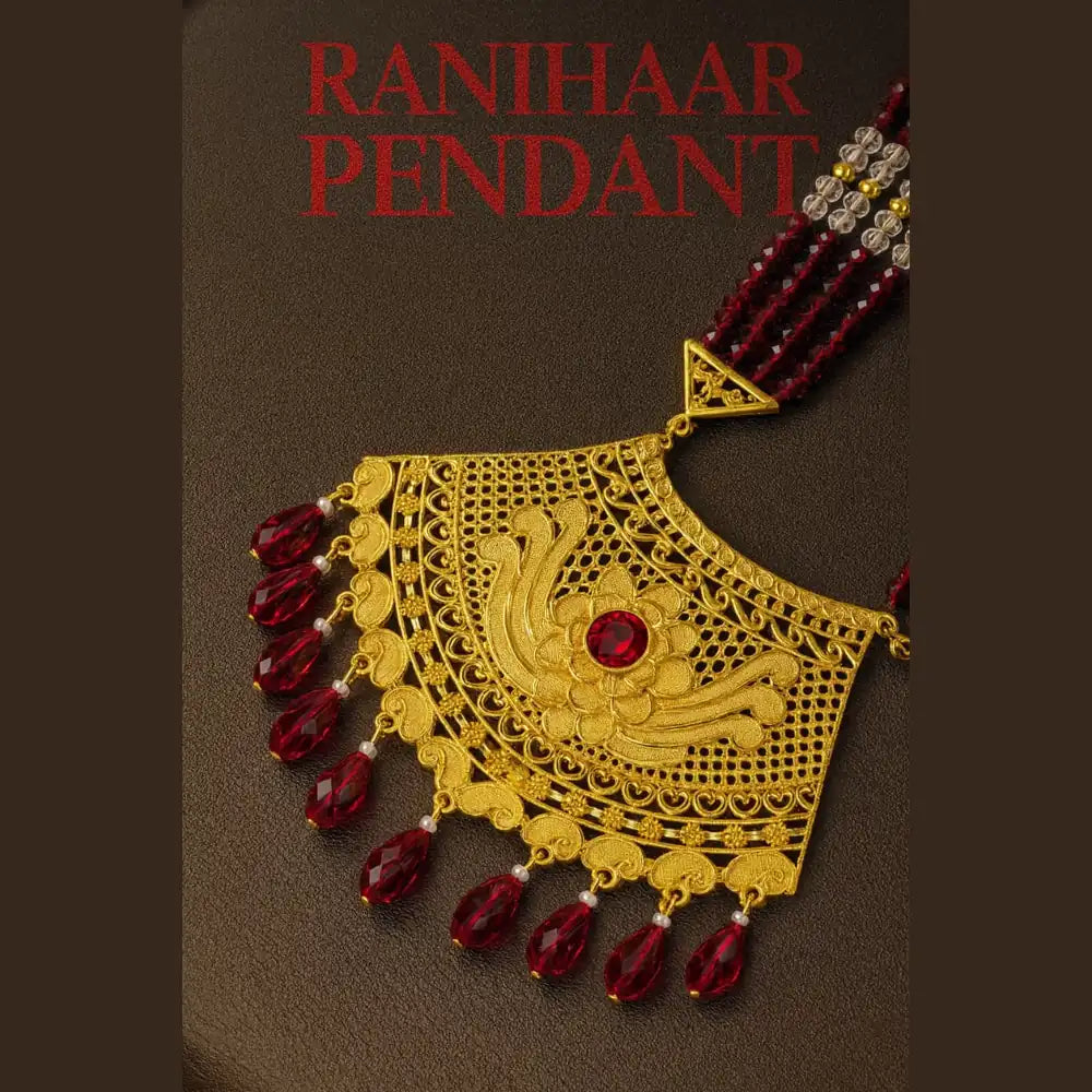 Product image of Maroon Crystal Bridal Gold Plated Jewellery Set – image 2