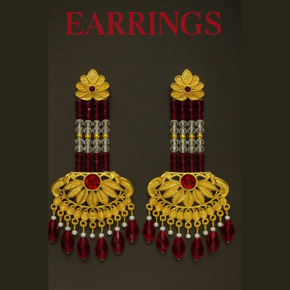 Product image of Maroon Crystal Bridal Gold Plated Jewellery Set – image 4