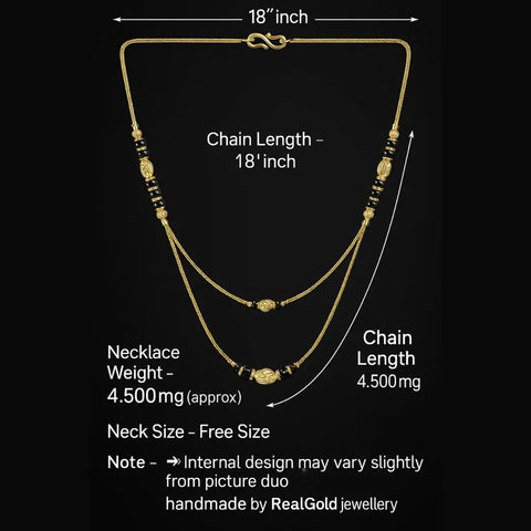 Elegant 18-Inch Double Layer Gold-Plated Black Bead Mangalsutra Necklace