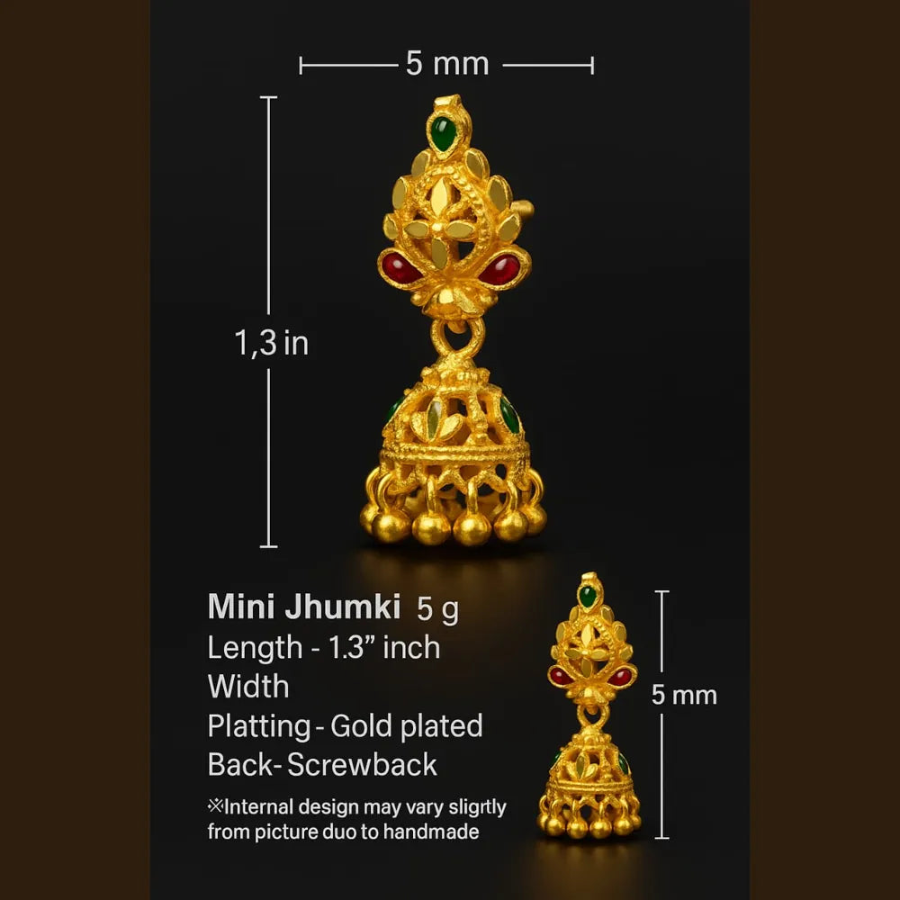 Gold Plated Mini Jhumki Earrings