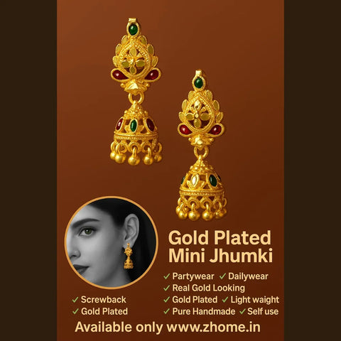 Gold Plated Mini Jhumki Earrings