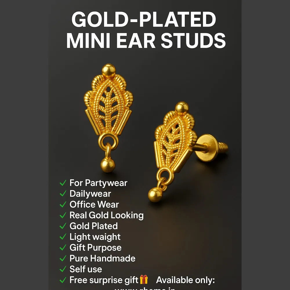 Gold-Plated Mini Ear Studs – Lightweight Screwback Traditional Design
