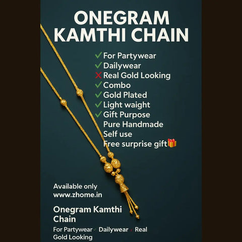 Elegant One Gram Gold Kamthi Chain – Lightweight Daily & Party Wear