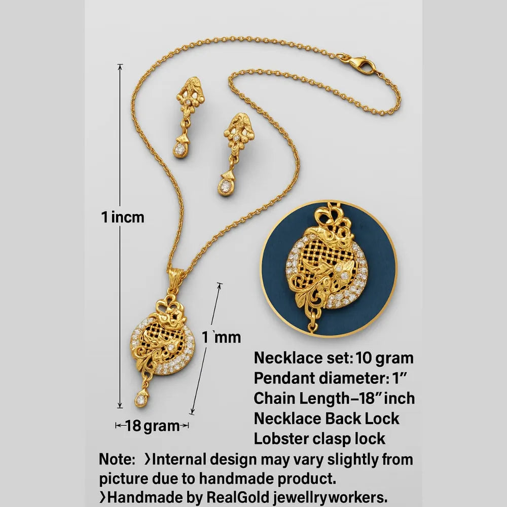 Product image of Beautiful Gold Plated Chain Pendant With Earrings Zhome – image 9