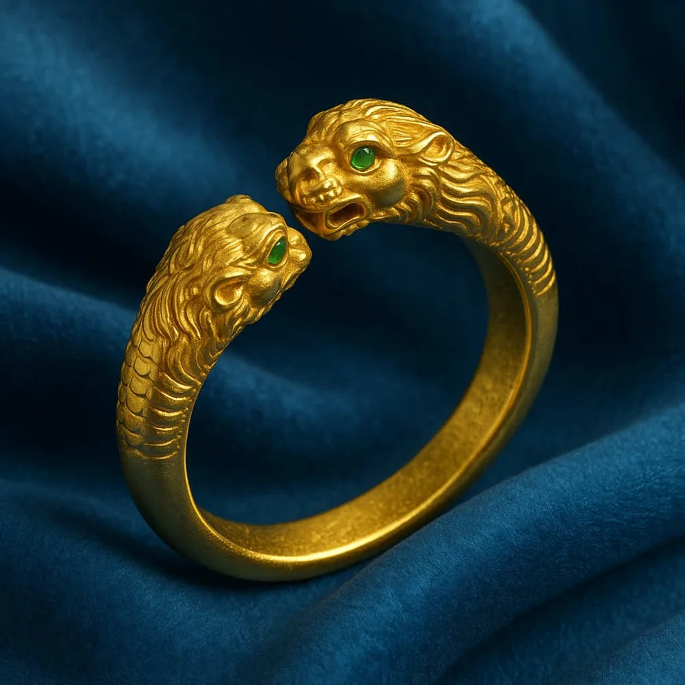 Product image of Bold Red Coral Unisex Ring Adjustable Gold Plated Rubber Spring Fit Copy – image 4