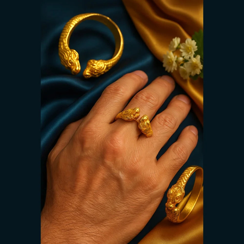 Product image of Bold Red Coral Unisex Ring Adjustable Gold Plated Rubber Spring Fit Copy – image 6