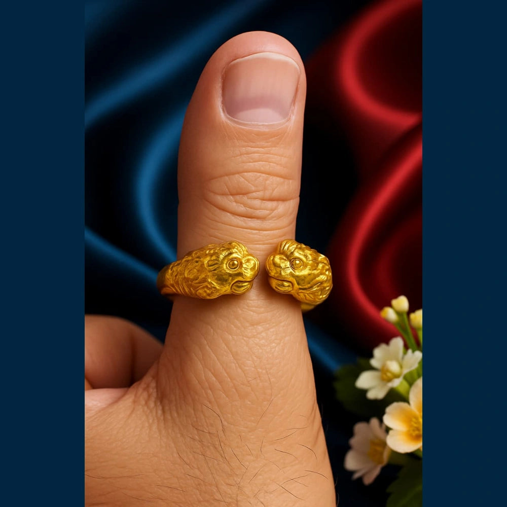 Product image of Bold Red Coral Unisex Ring Adjustable Gold Plated Rubber Spring Fit Copy – image 5