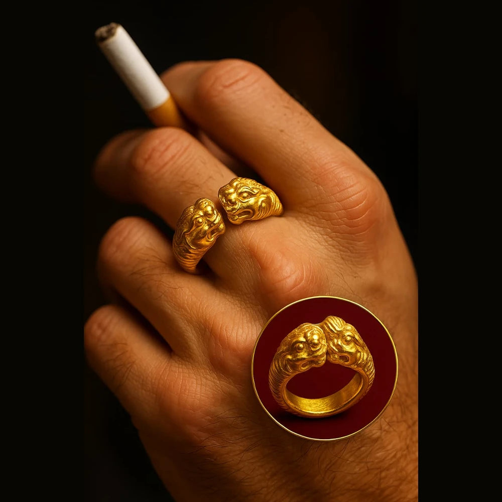 Product image of Bold Red Coral Unisex Ring Adjustable Gold Plated Rubber Spring Fit Copy – image 7