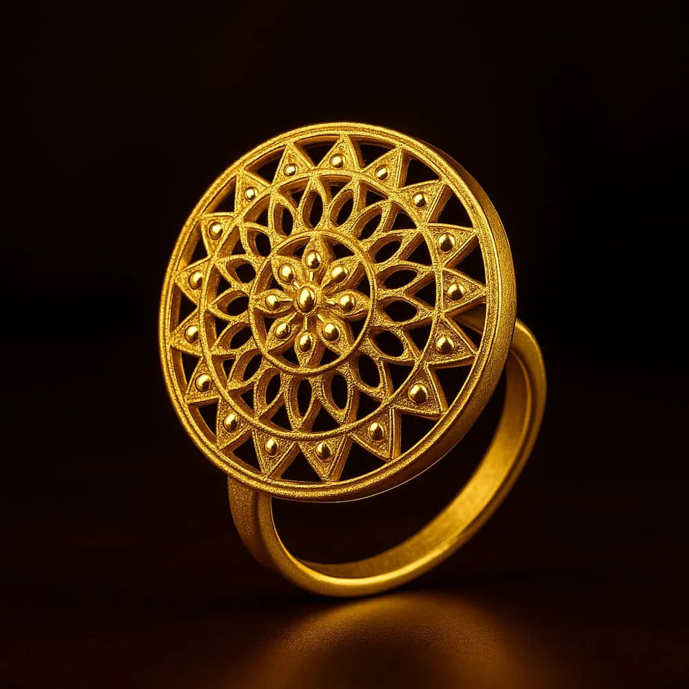 Product image of ZHome Elegant Gold Mandala Adjustable Unisex Ring | 1 Gram Lookalike Statement Jewellery – image 1