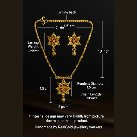 ZHome Exclusive One Gram Gold Floral Necklace Set with Earrings – Handmade Traditional Design