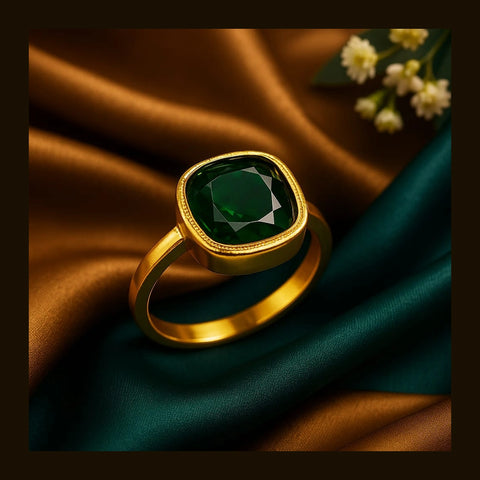 Royal Green Elegance Ring — Gold Plated, Unisex (Sizes 8–18)