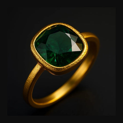 Royal Green Elegance Ring — Gold Plated, Unisex (Sizes 8–18)