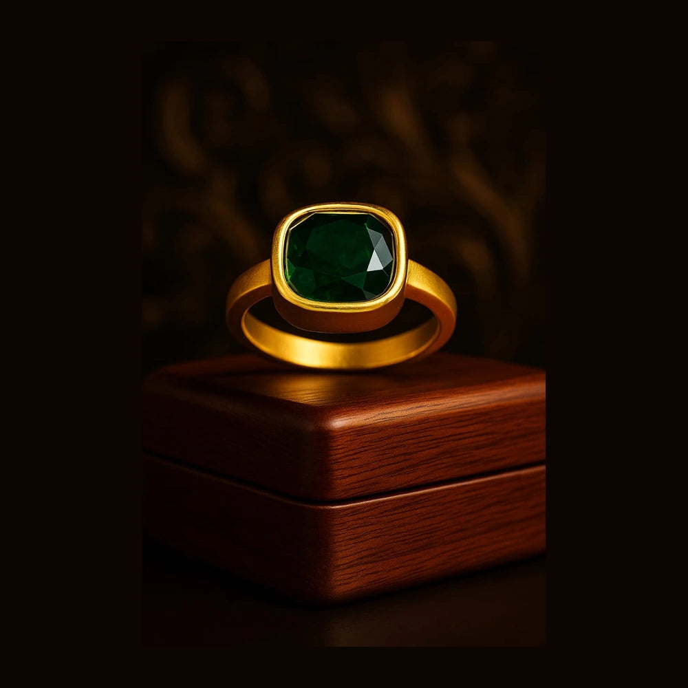 Royal Green Elegance Ring — Gold Plated, Unisex (Sizes 8–18)