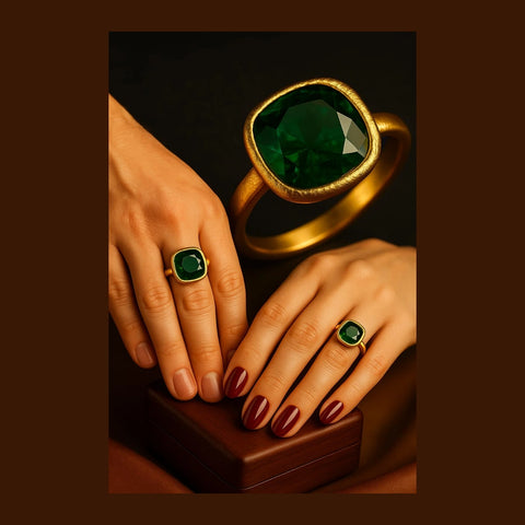 Royal Green Elegance Ring — Gold Plated, Unisex (Sizes 8–18)