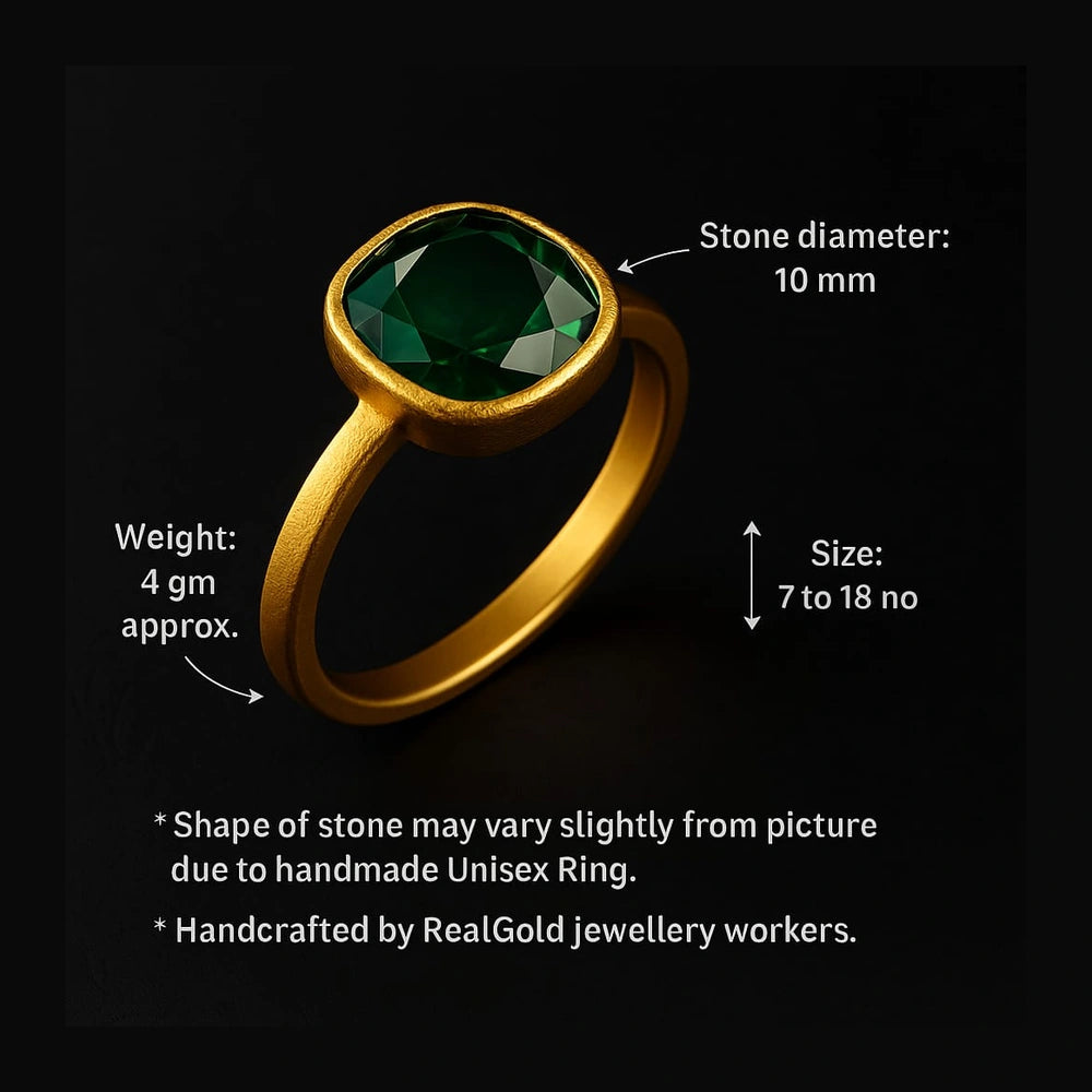 Royal Green Elegance Ring — Gold Plated, Unisex (Sizes 8–18)