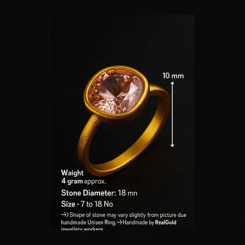 Pink Stone Ring — Gold Plated, Unisex (Sizes 7–18)