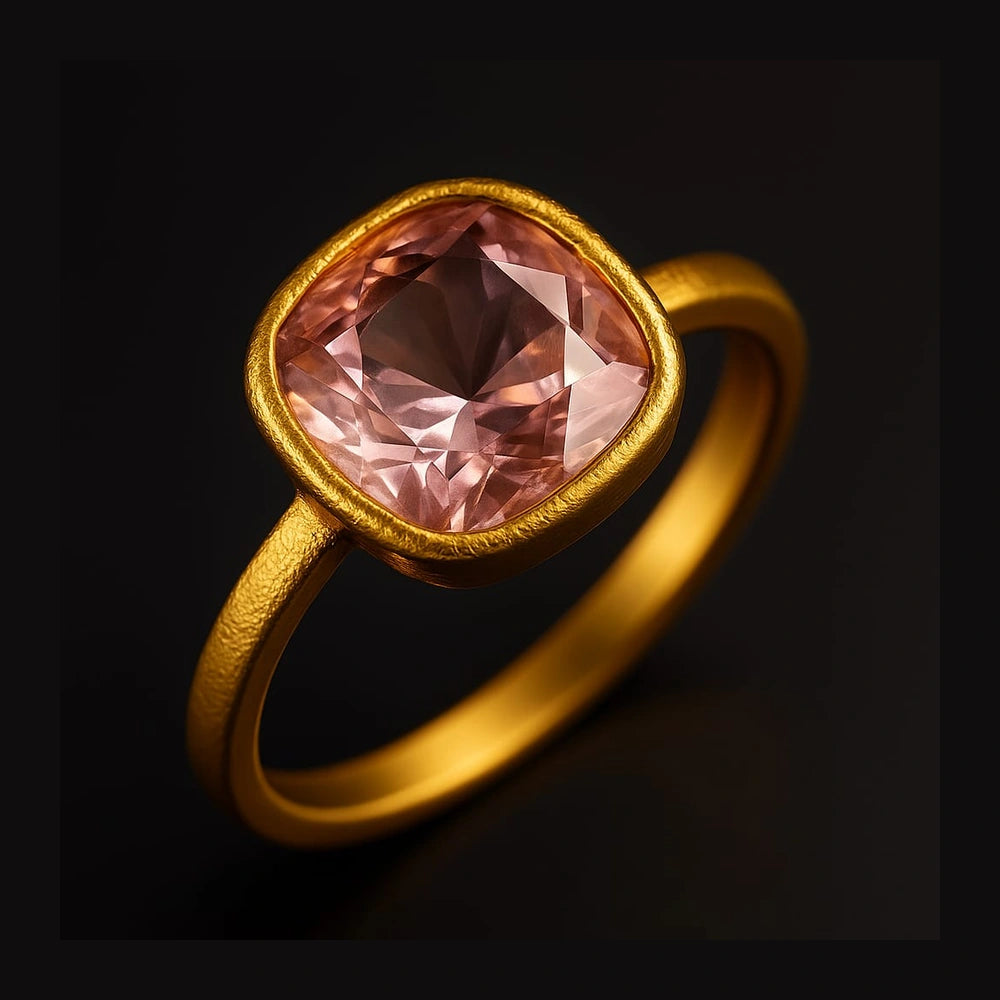 Pink Stone Ring — Gold Plated, Unisex (Sizes 7–18)
