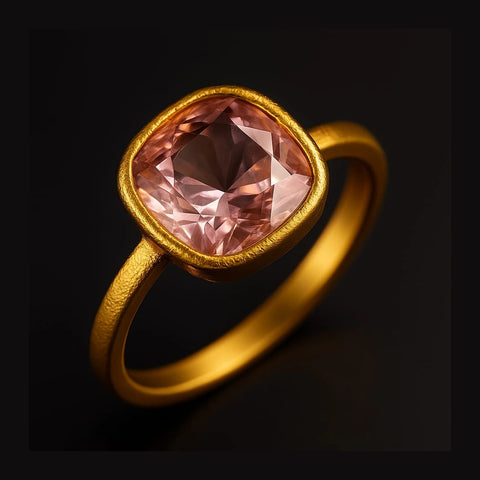 Pink Stone Ring — Gold Plated, Unisex (Sizes 7–18)
