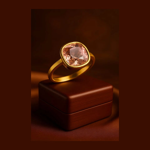 Pink Stone Ring — Gold Plated, Unisex (Sizes 7–18)