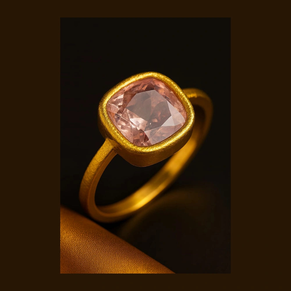 Pink Stone Ring — Gold Plated, Unisex (Sizes 7–18)