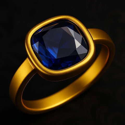Royal Blue Zircon Gold Plated Unisex Ring – Handmade, Elegant & Stylish