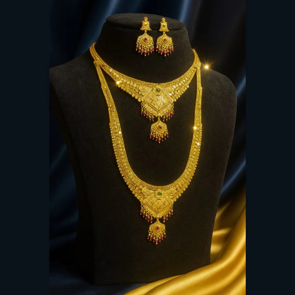 Product image of Royal Temple Style Gold Plated Bridal Necklace Set – image 5