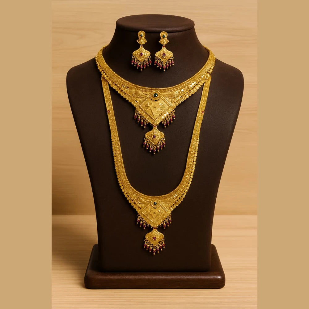 Product image of Royal Temple Style Gold Plated Bridal Necklace Set – image 8