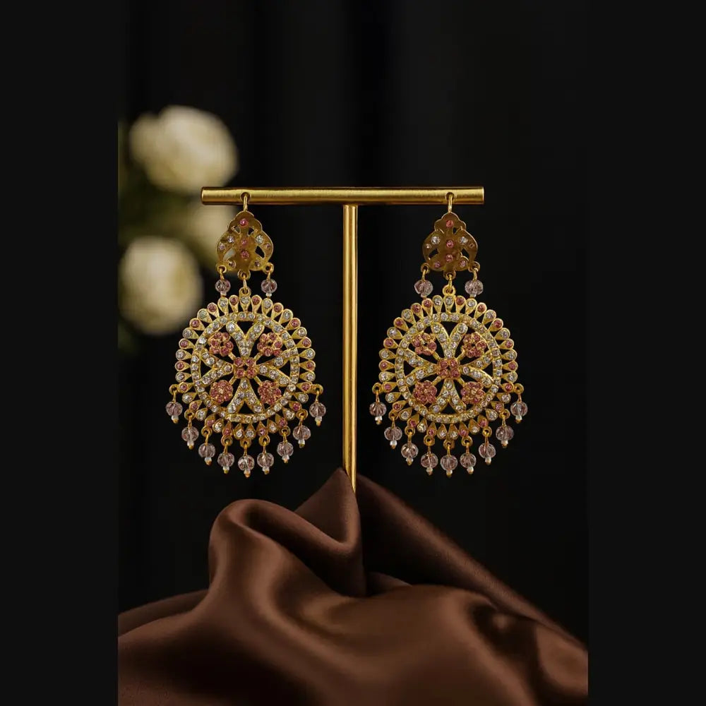 Product image of Royal Bridal Kundan Choker Long Necklace Set With Earrings Premium Gold Polish – image 7