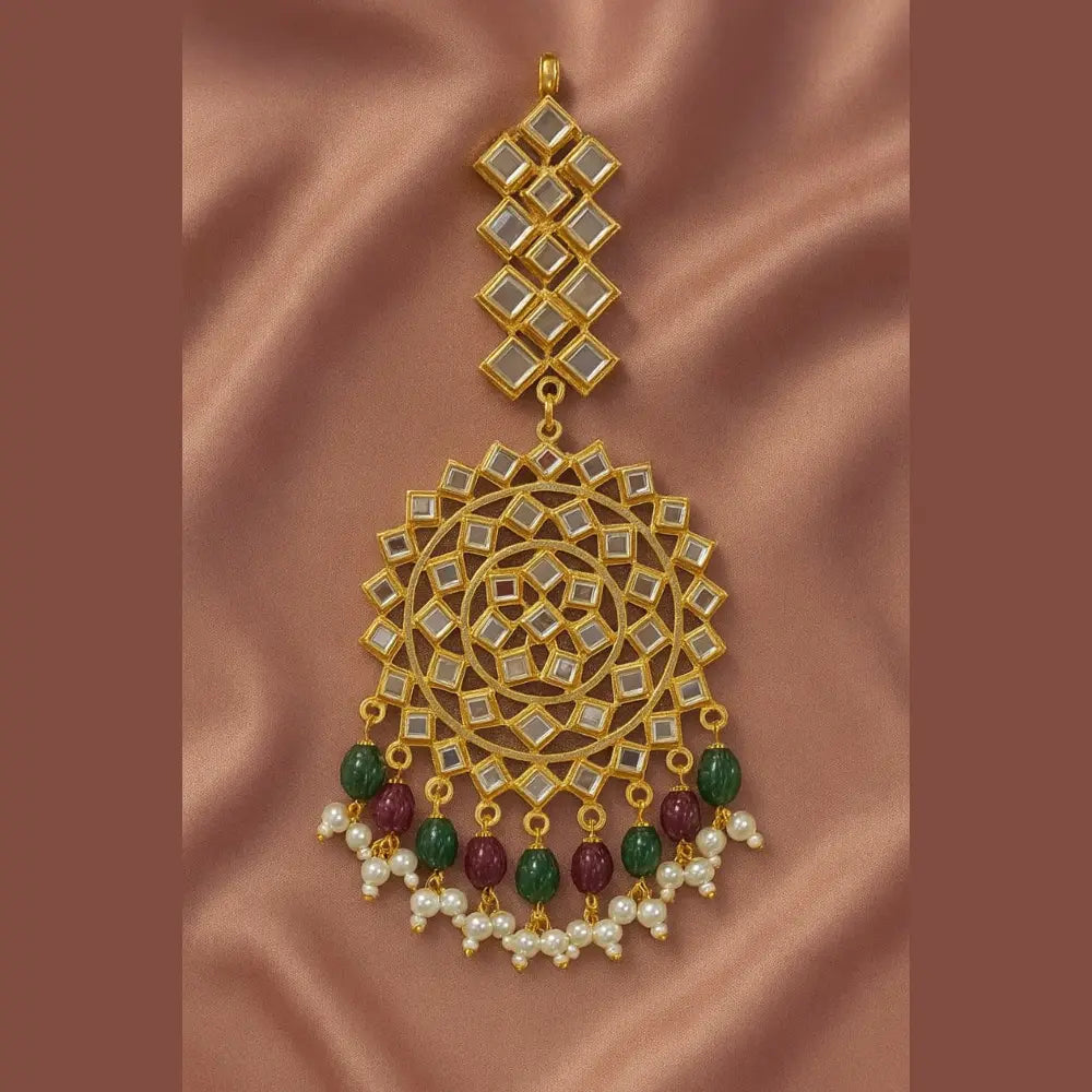 Product image of Floral Gold Plated Bridal Choker Set With Drop Pendant Teardrop Earrings Copy – image 7