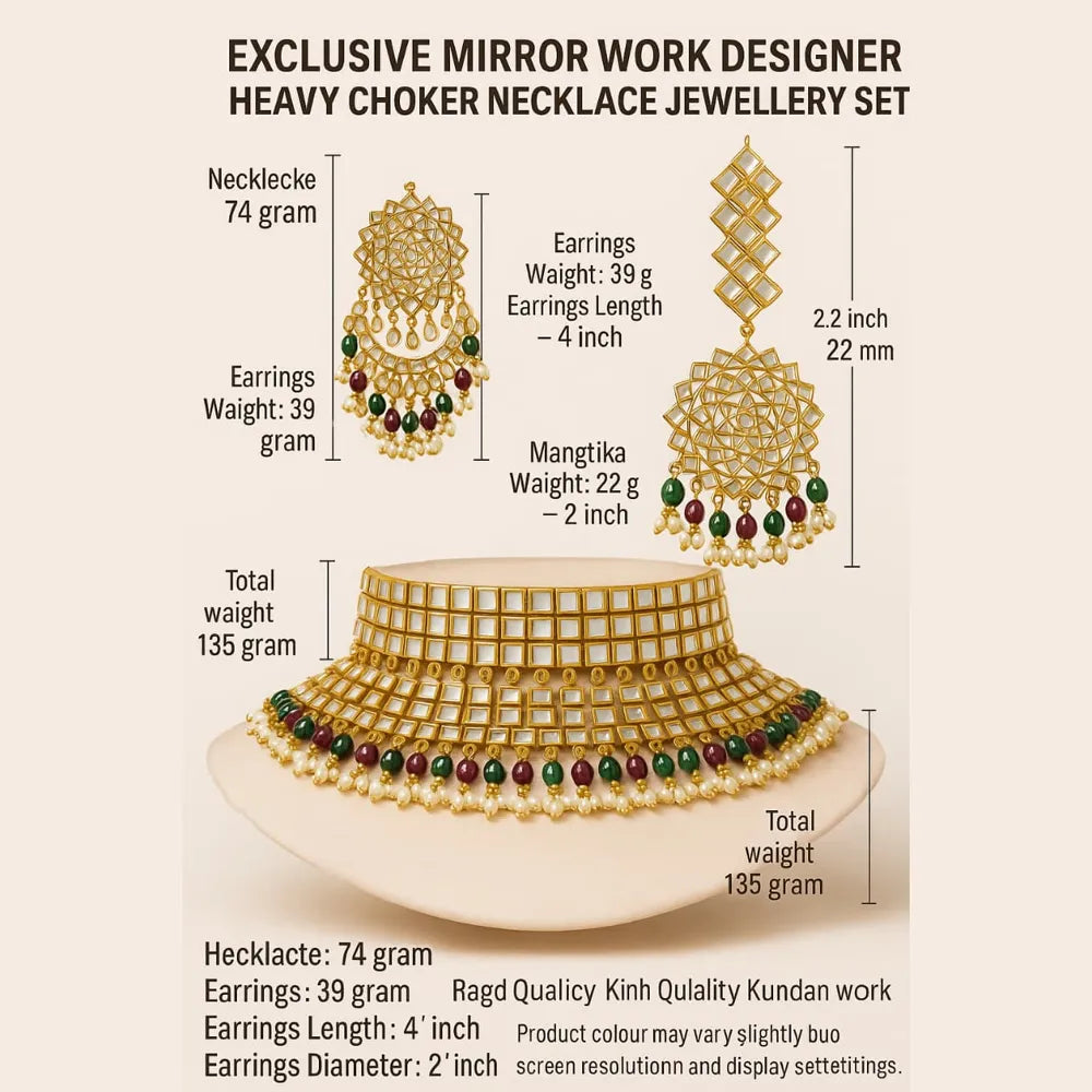 Product image of Floral Gold Plated Bridal Choker Set With Drop Pendant Teardrop Earrings Copy – image 8