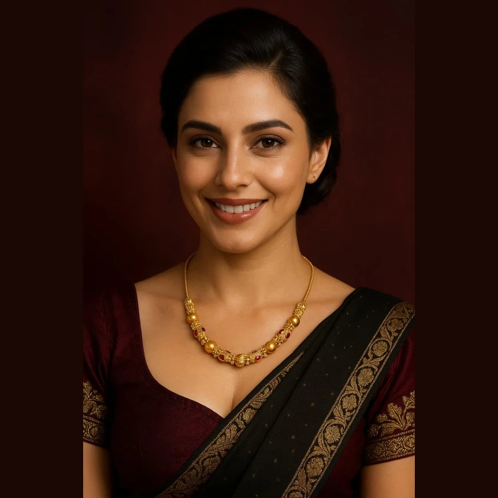 Product image of Trendy Royal Antique Gold Plated Mala Necklace – image 6