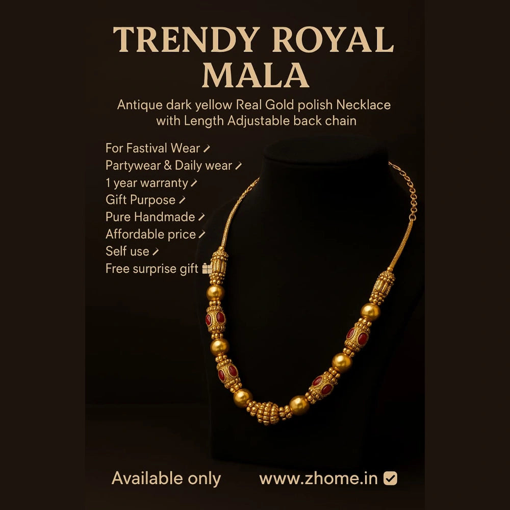 Product image of Trendy Royal Antique Gold Plated Mala Necklace – image 4