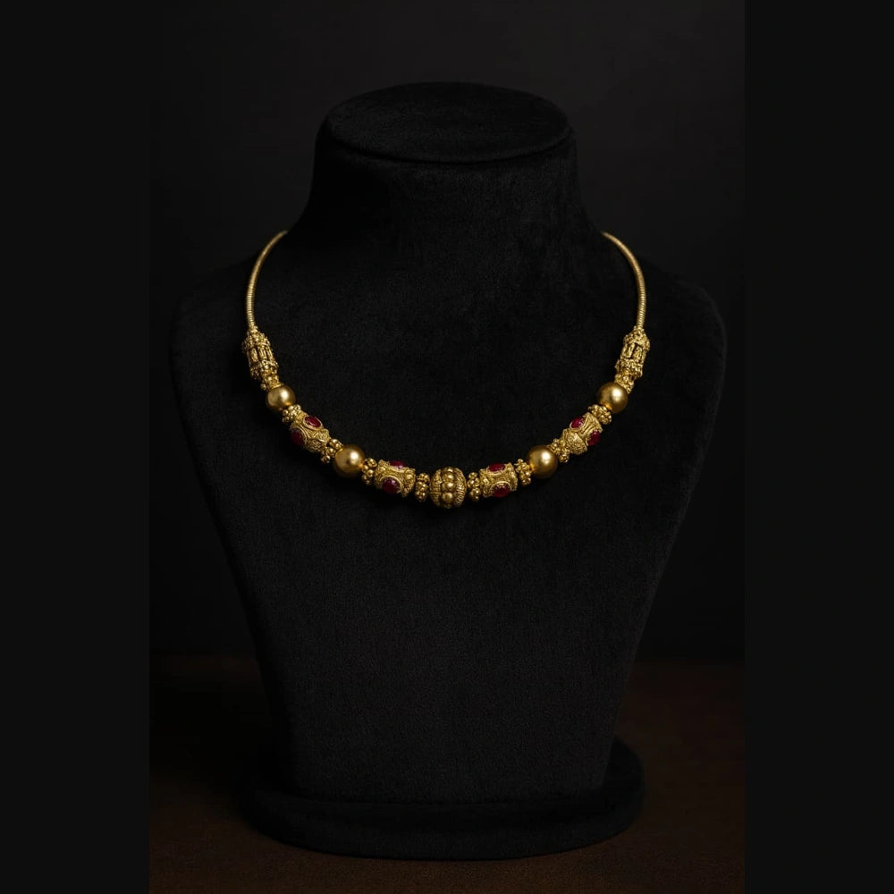 Product image of Trendy Royal Antique Gold Plated Mala Necklace – image 7