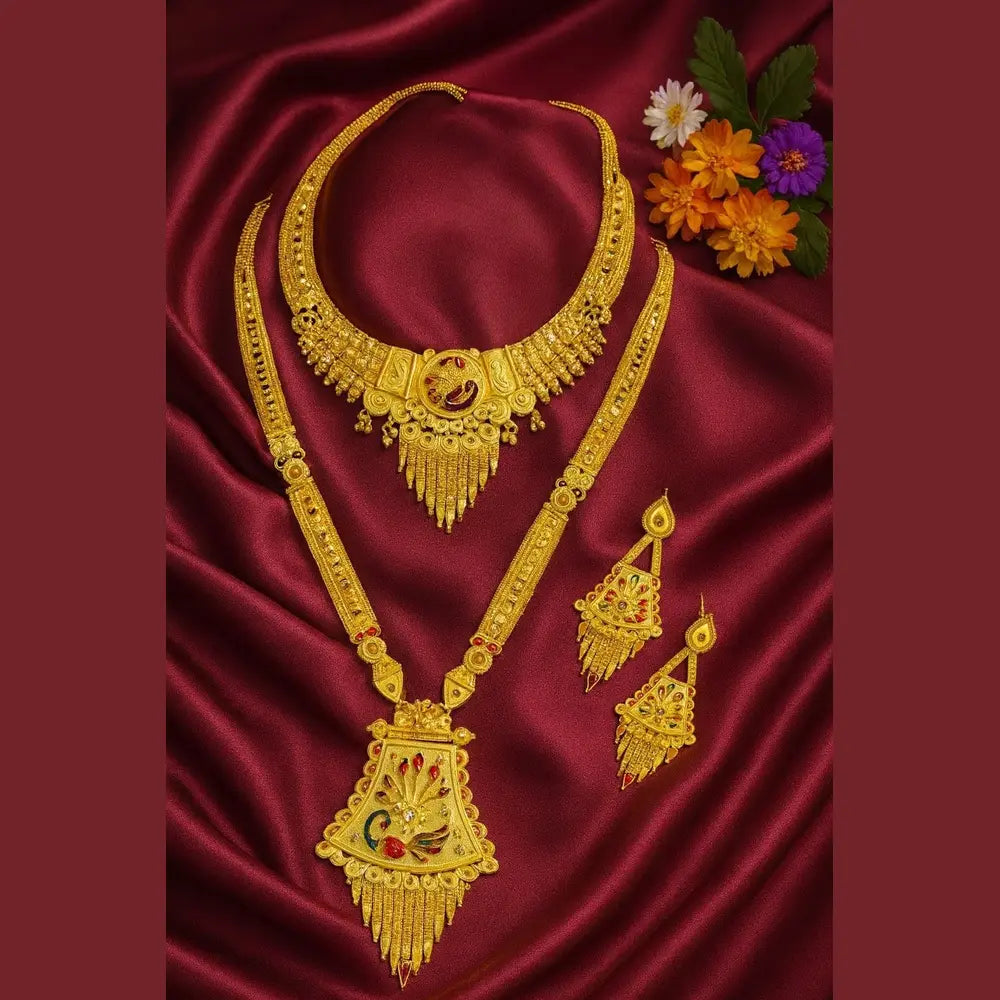 Product image of Peacock Design Onegram Gold Combo Jewellery Set – image 3