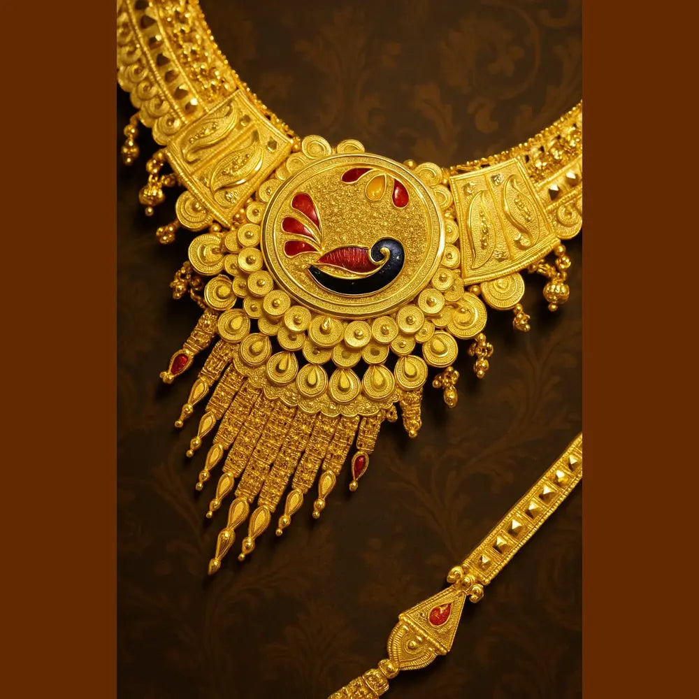 Product image of Peacock Design Onegram Gold Combo Jewellery Set – image 2