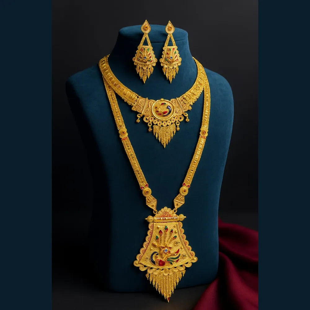 Product image of Peacock Design Onegram Gold Combo Jewellery Set – image 4