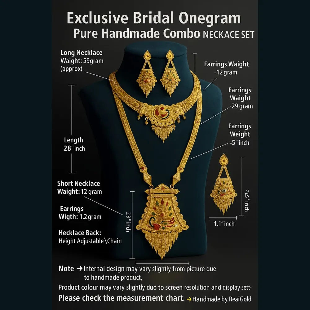 Product image of Peacock Design Onegram Gold Combo Jewellery Set – image 7
