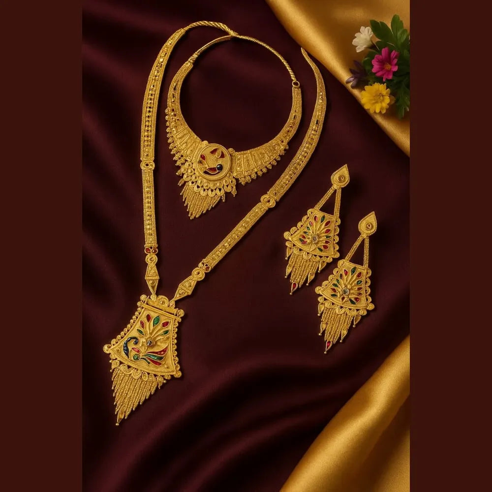Product image of Peacock Design Onegram Gold Combo Jewellery Set – image 9