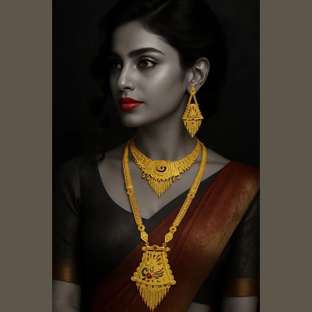 Product image of Peacock Design Onegram Gold Combo Jewellery Set – image 8