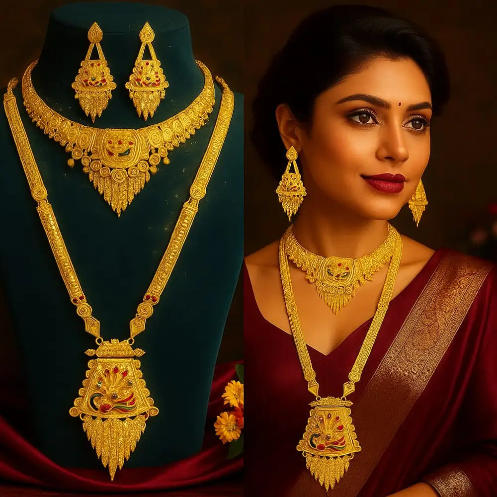 Product image of Peacock Design Onegram Gold Combo Jewellery Set – image 10