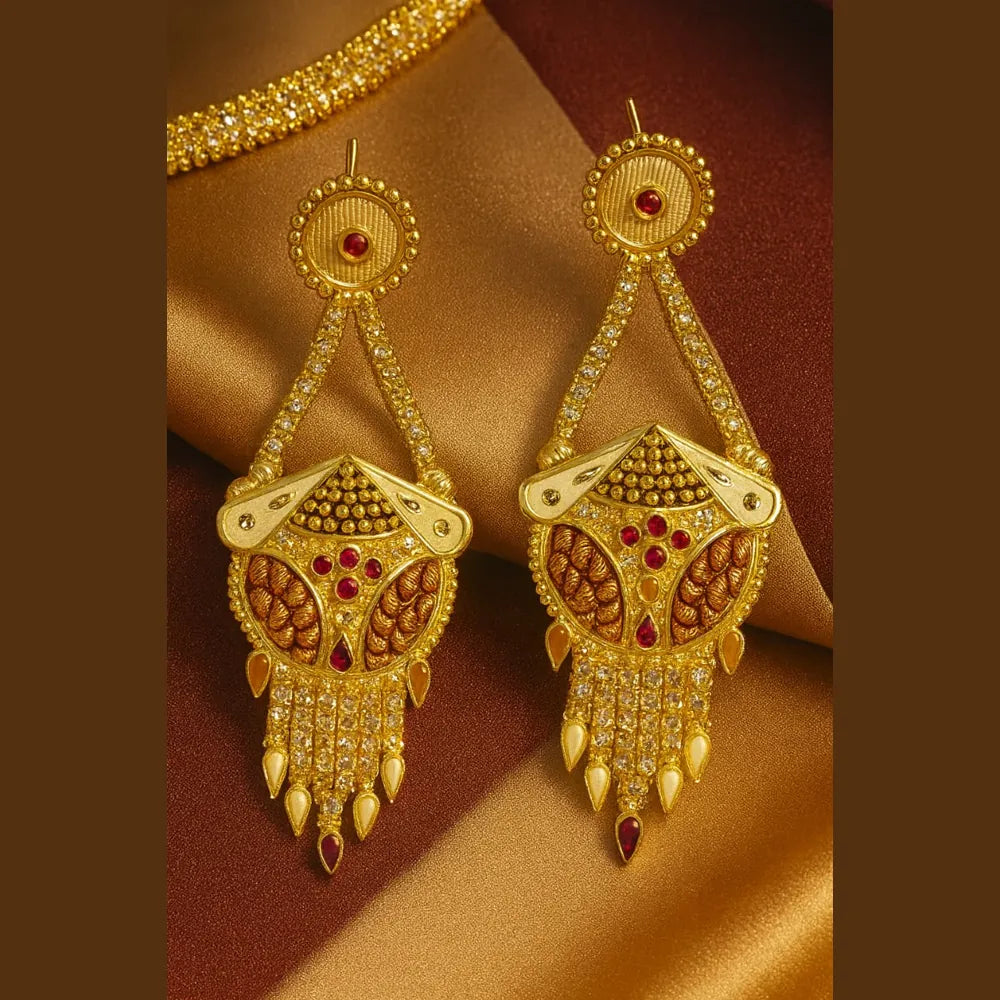 Product image of Handmade Long Onegram Gold Ranihaar Necklace Set – image 4