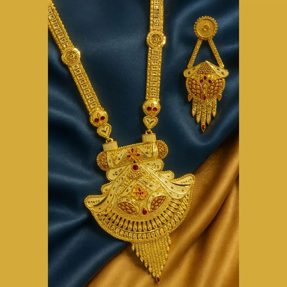 Product image of Handmade Long Onegram Gold Ranihaar Necklace Set – image 8