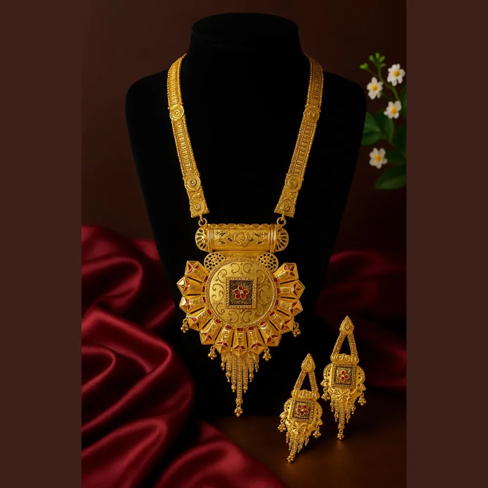 Product image of Antique Long Onegram Gold Ranihaar Necklace Set – image 4
