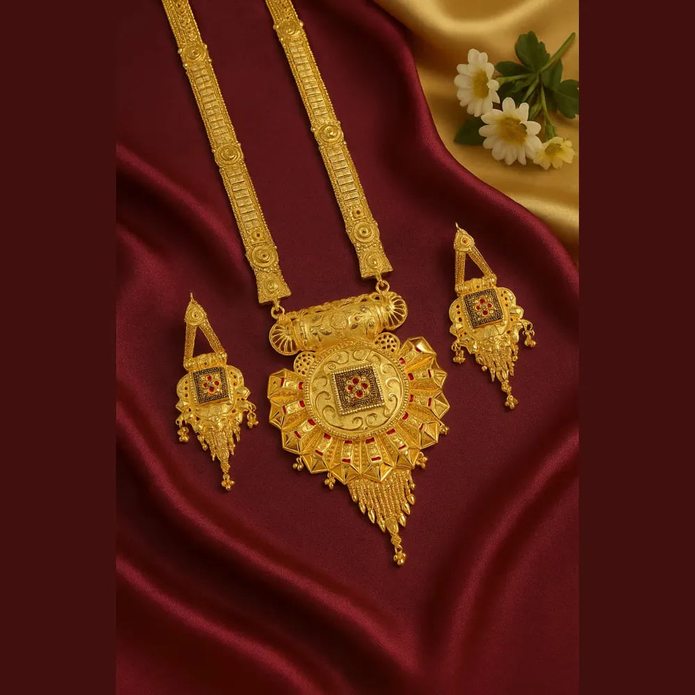 Product image of Antique Long Onegram Gold Ranihaar Necklace Set – image 2