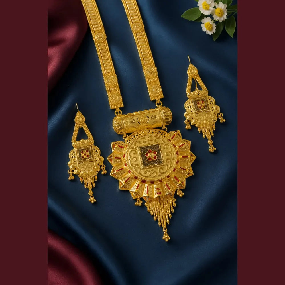 Product image of Antique Long Onegram Gold Ranihaar Necklace Set – image 5