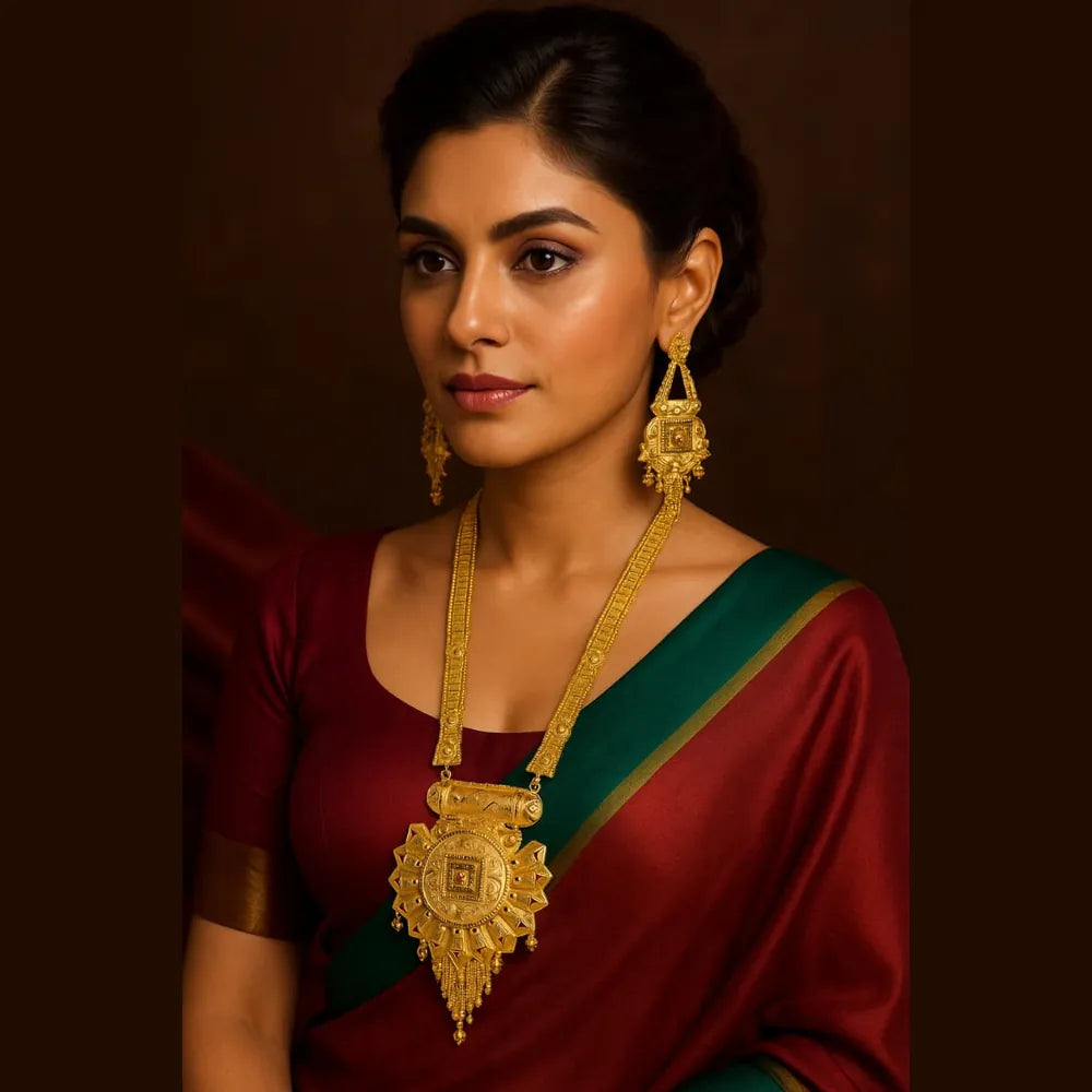 Product image of Antique Long Onegram Gold Ranihaar Necklace Set – image 6