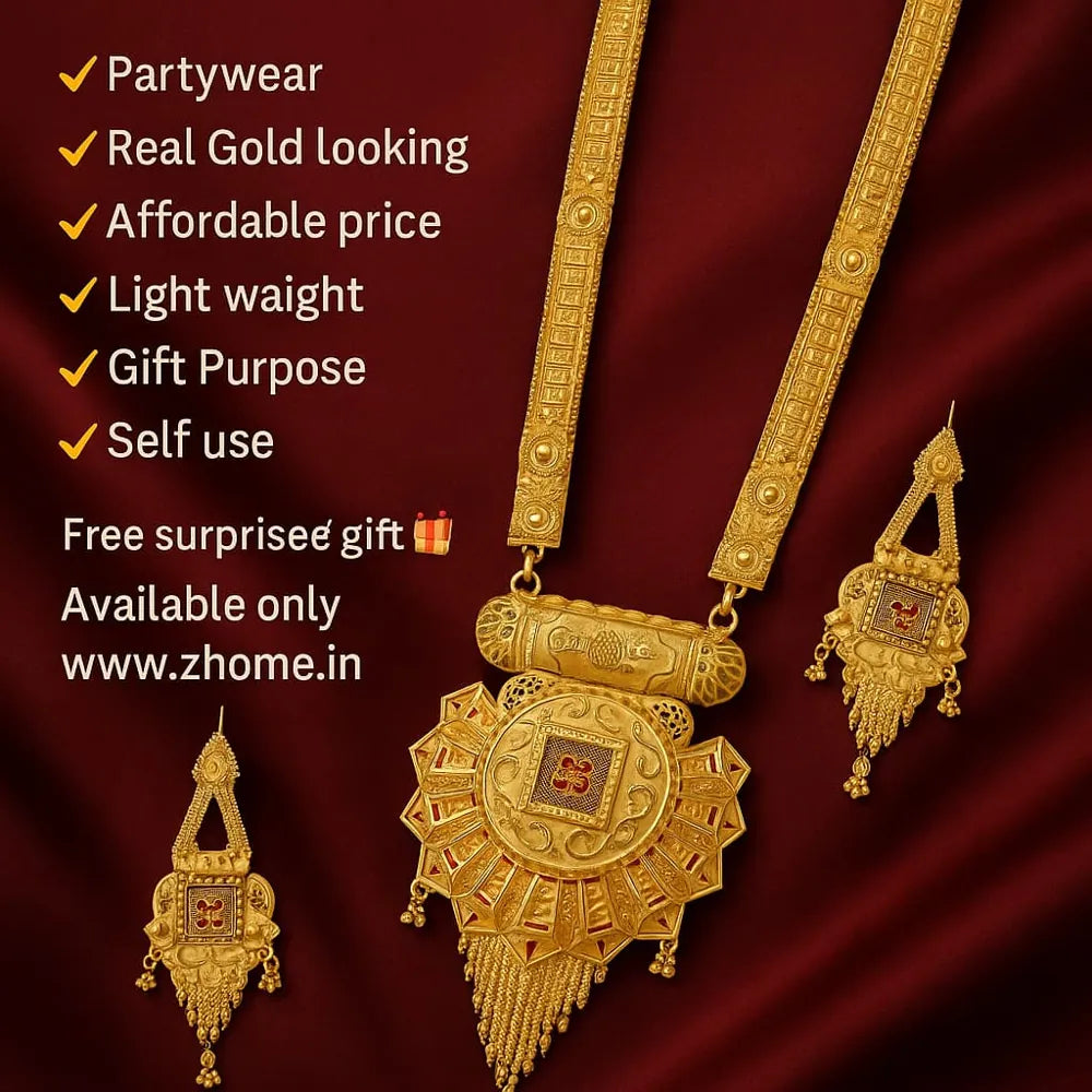 Product image of Antique Long Onegram Gold Ranihaar Necklace Set – image 10
