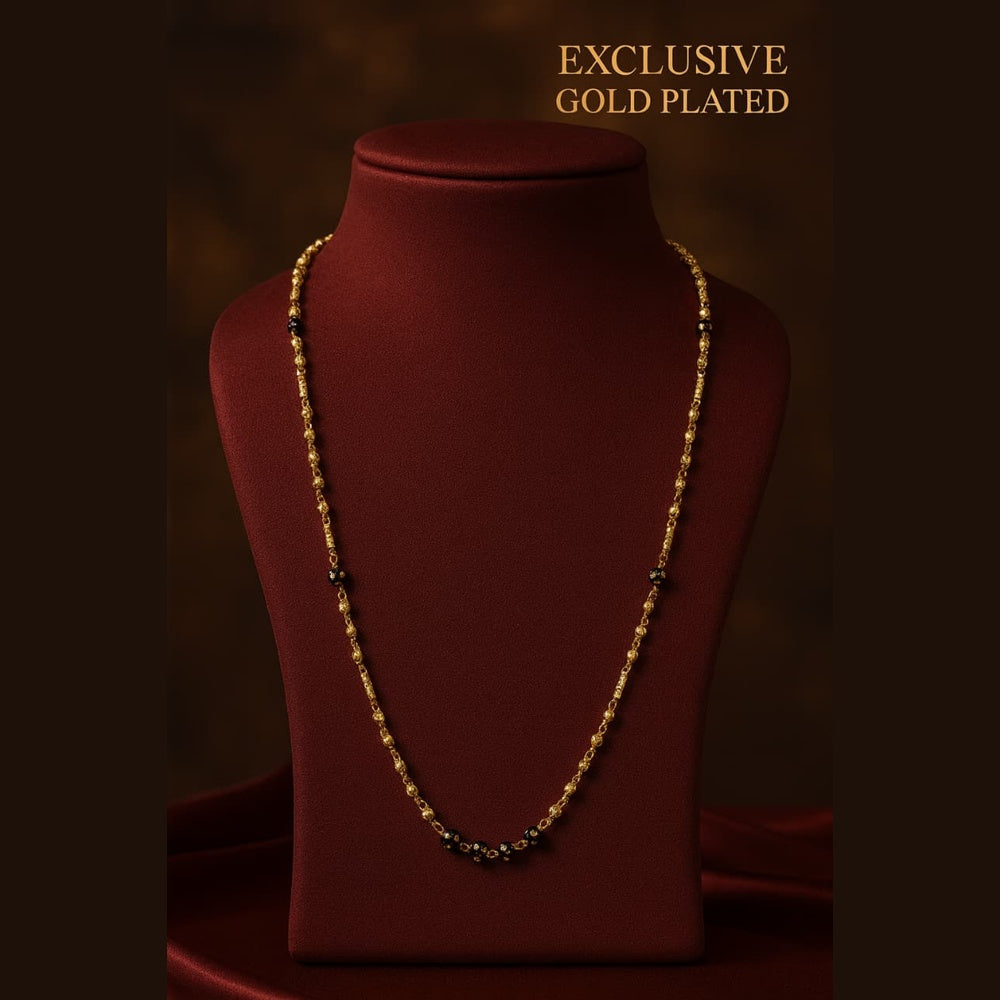 ZHOME Short Gold-Plated Mangalsutra on Maroon Velvet Dummy – Exclusive OneGram Finish