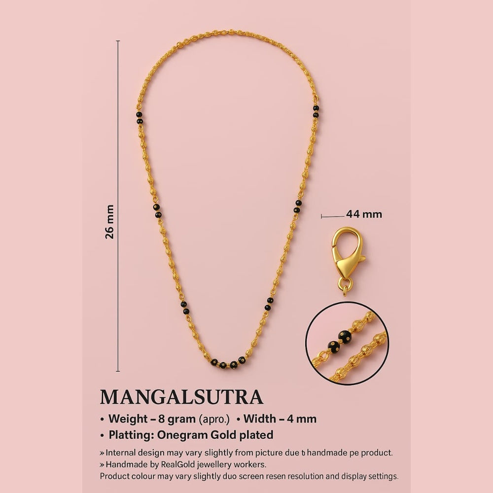 ZHOME Measurement Chart of Short OneGram Gold Mangalsutra – 26 inch handmade fine work